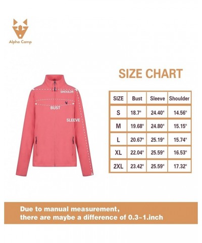 Womens Long-Sleeve Full-Zip Fleece Jackets with Pockets Soft Polar Fleece Coat Jacket Pink $14.85 Jackets