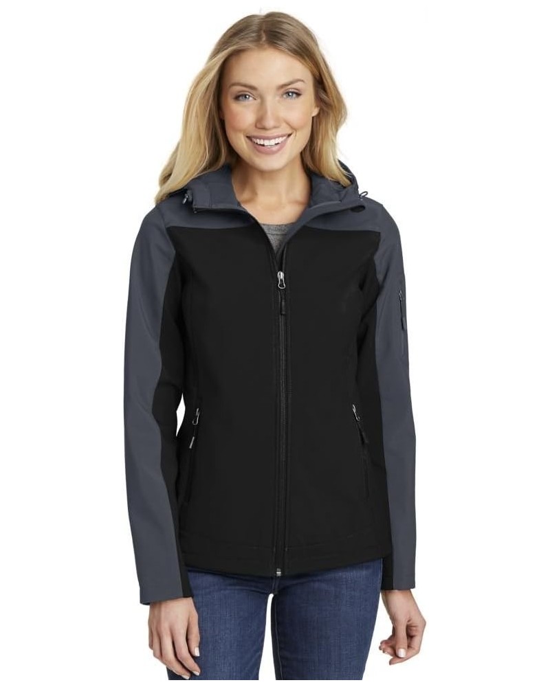 Hooded Soft Shell Jacket (L335) Black/ Battleship Grey $23.43 Jackets