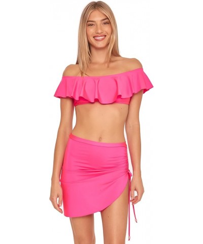 Women's Standard Monaco Cinch Mini Sarong Beach Skirt-Bathing Suit Cover Ups Pink $17.97 Swimsuits