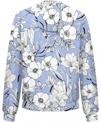 Autumn Womens Ladies Retro Print Floral Zipper Up Bomber Jacket Casual Coat Outwear Jacket 2-light Blue $6.34 Jackets