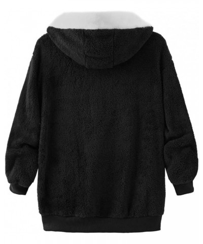 Women Fuzzy Fleece Hoodie Jackets Plus Size Full Zip Up Sherpa Lined Warm Fleece Coat Outwear Plush Flannel Outwear Black $18...