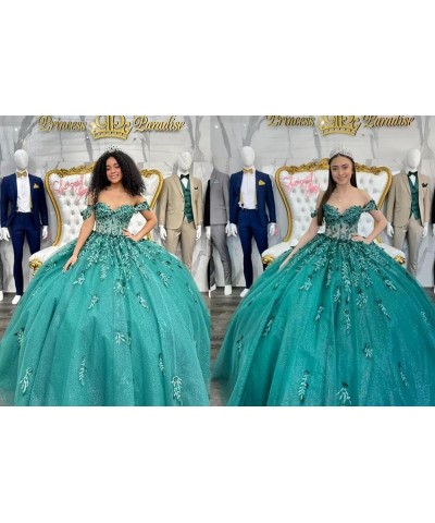 Off Shoulder Quinceanera Dresses with Train Sparkly Beaded Sweet 16 Dresses Lace Ball Gowns WZY95 Blue $69.60 Dresses