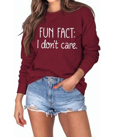 Sweatshirt for Women Fun Fact I Don't Care Funny Letter Printed Crew Neck Long Sleeve Casual Top Graphic Tees Shirt Pullover ...