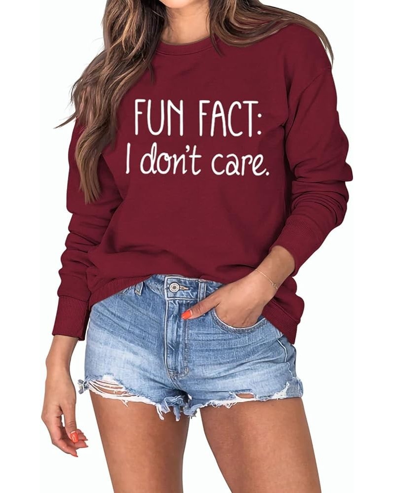 Sweatshirt for Women Fun Fact I Don't Care Funny Letter Printed Crew Neck Long Sleeve Casual Top Graphic Tees Shirt Pullover ...