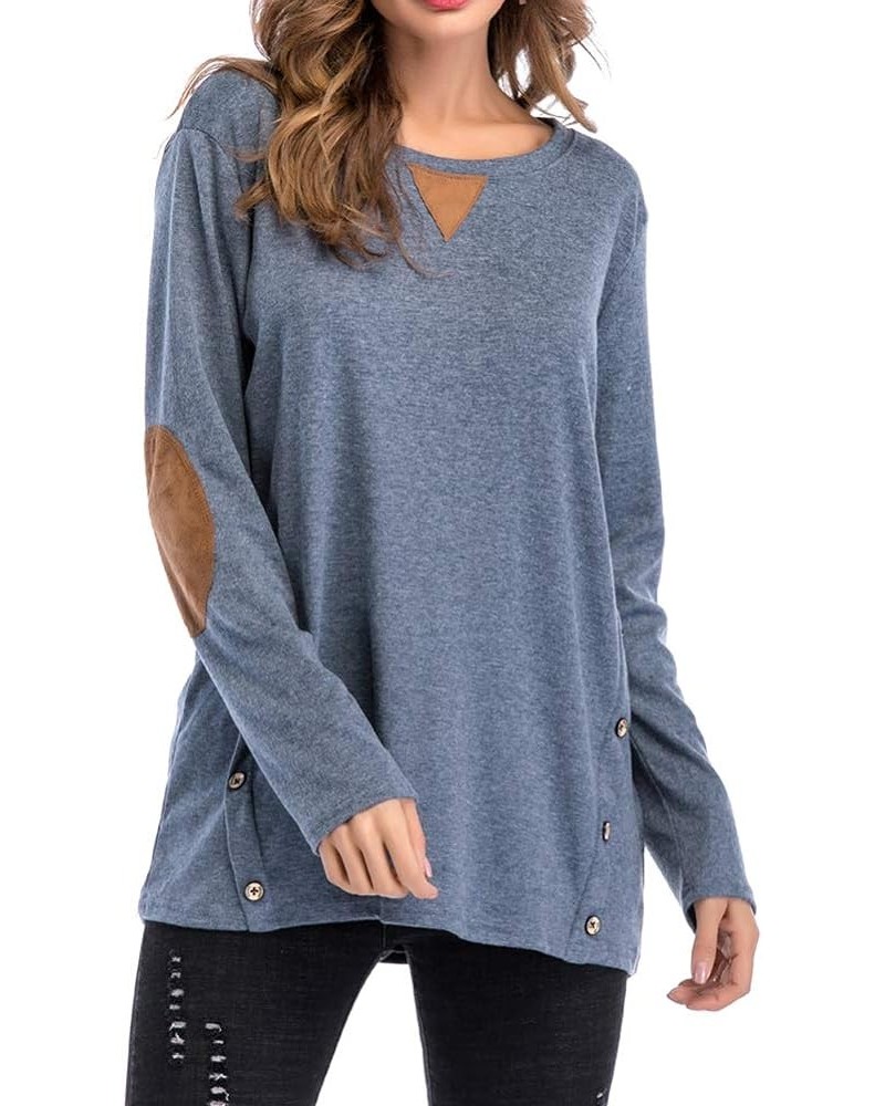 Women's Comfy Cold Shoulder Twist Knot Tunics Tops Blouses Tshirts Blue $9.33 Tops