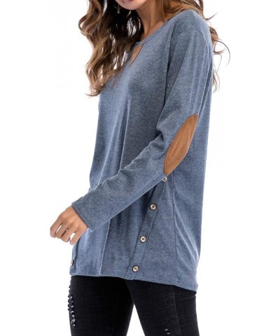 Women's Comfy Cold Shoulder Twist Knot Tunics Tops Blouses Tshirts Blue $9.33 Tops