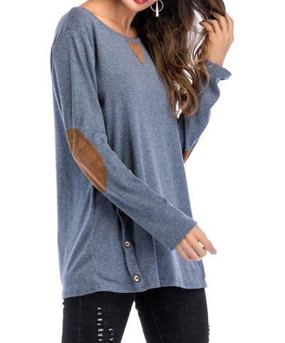 Women's Comfy Cold Shoulder Twist Knot Tunics Tops Blouses Tshirts Blue $9.33 Tops