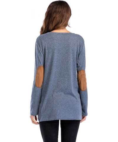 Women's Comfy Cold Shoulder Twist Knot Tunics Tops Blouses Tshirts Blue $9.33 Tops