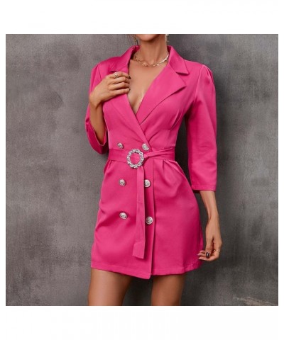 Ladies Bodycon Blazer Dress Women Slim Fit Pinstripe Patchwork Bodycon Dress Suit Sets Z06 Red $10.99 Suits