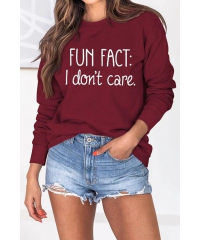 Sweatshirt for Women Fun Fact I Don't Care Funny Letter Printed Crew Neck Long Sleeve Casual Top Graphic Tees Shirt Pullover ...