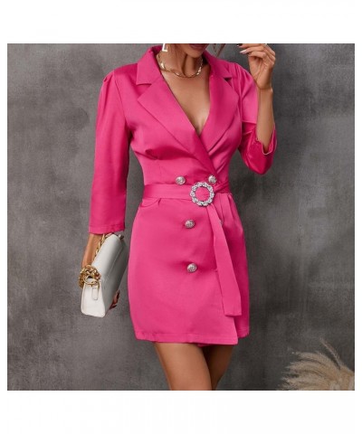 Ladies Bodycon Blazer Dress Women Slim Fit Pinstripe Patchwork Bodycon Dress Suit Sets Z06 Red $10.99 Suits