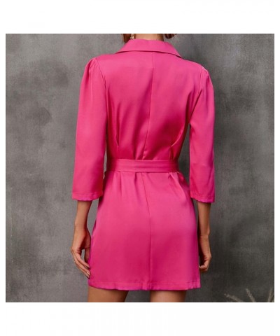 Ladies Bodycon Blazer Dress Women Slim Fit Pinstripe Patchwork Bodycon Dress Suit Sets Z06 Red $10.99 Suits