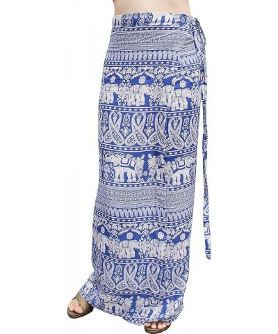 Light Viscose Rayon Wrap Sarong Beach Skirt African Waterwoman Art Elephants&vine - Blue $17.96 Swimsuits