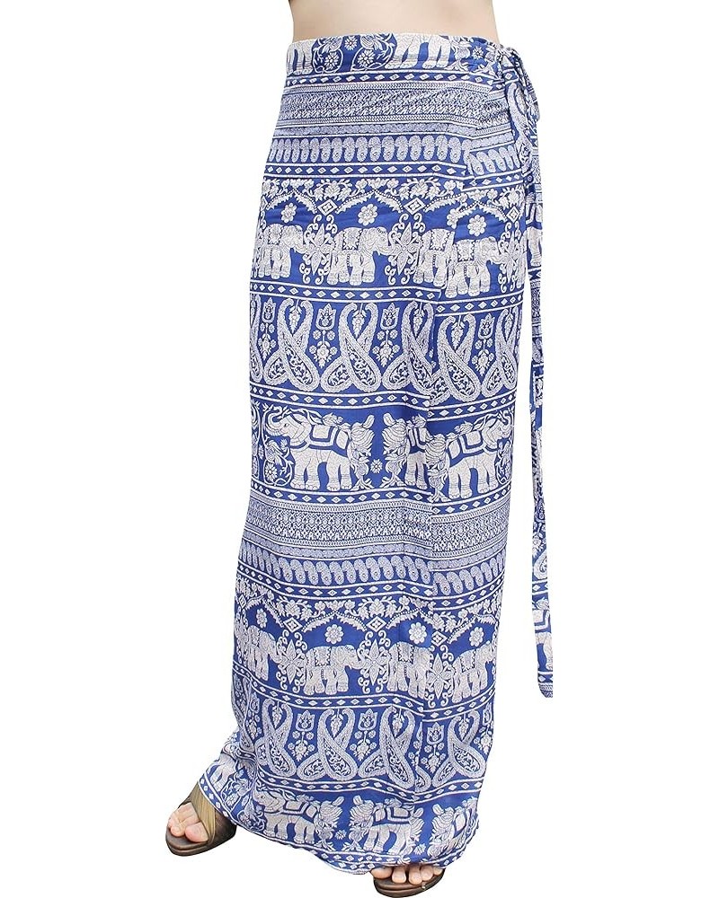 Light Viscose Rayon Wrap Sarong Beach Skirt African Waterwoman Art Elephants&vine - Blue $17.96 Swimsuits