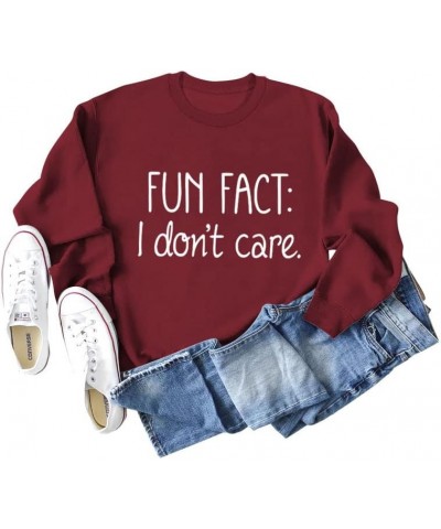 Sweatshirt for Women Fun Fact I Don't Care Funny Letter Printed Crew Neck Long Sleeve Casual Top Graphic Tees Shirt Pullover ...