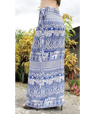 Light Viscose Rayon Wrap Sarong Beach Skirt African Waterwoman Art Elephants&vine - Blue $17.96 Swimsuits