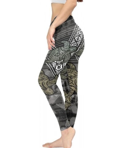 Womens High Waisted Yoga Pants Breathable Workout Sweatpants, Native Aztec Tribal Elastic Tights Legging for Gym Pacific Trib...