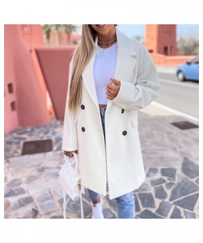 Coats for Women Long Fashion Button Down Jackets Business Elegant V Neck Coat Mid Length Casual Outfits White-b $16.73 Jackets