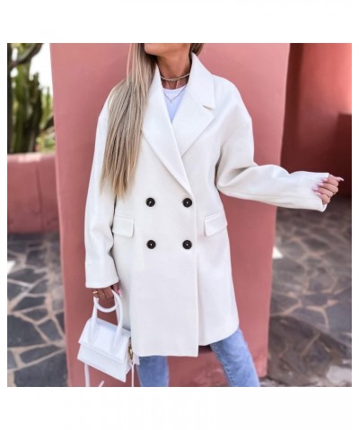 Coats for Women Long Fashion Button Down Jackets Business Elegant V Neck Coat Mid Length Casual Outfits White-b $16.73 Jackets