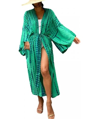 Women Long Beach Kimono Curve Hem Loose open front Bathing suit cover up B8 $15.18 Others