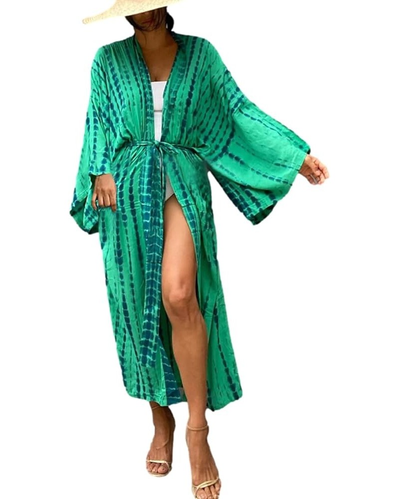 Women Long Beach Kimono Curve Hem Loose open front Bathing suit cover up B8 $15.18 Others