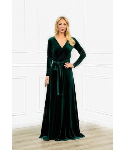 Women's Maxi Velvet Long Sleeve Prom Dress Long 2023 V Neck Aline Slit Backless Formal Evening Gowns YMS111 A-dark Grey $32.0...