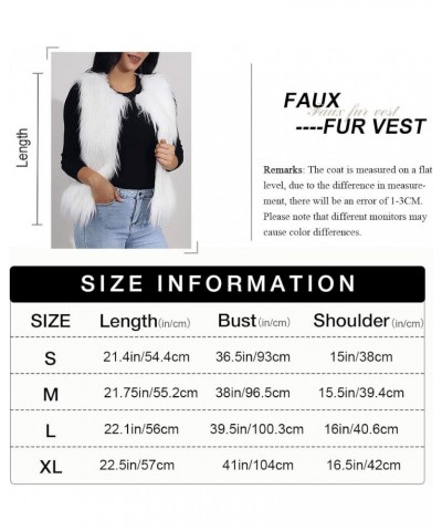 Women's Faux Fur Vest Coat Black Sleeveless Fur Vests Winter Warm Fur Coat Shaggy Open Front Fur Waistcoat White1 $13.72 Coats