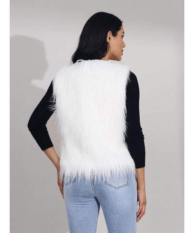 Women's Faux Fur Vest Coat Black Sleeveless Fur Vests Winter Warm Fur Coat Shaggy Open Front Fur Waistcoat White1 $13.72 Coats