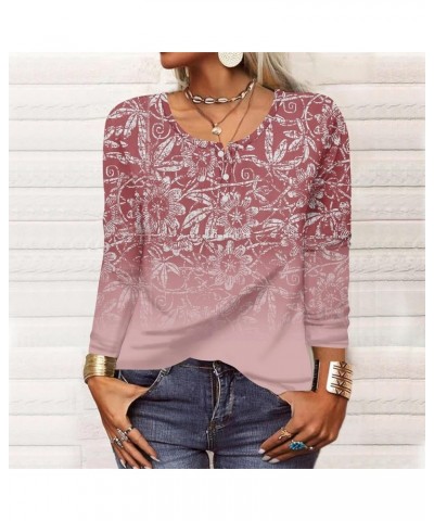 Womens Long Sleeve Tops Fashion Ethnic Print Shirt V-Neck Casual Tops Sweatshirts Tees Slim 02-red $14.61 Tops