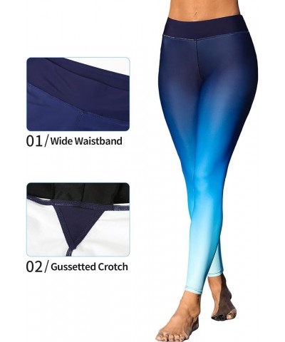 Swimming Pants for Women High Waisted Swim Pants Swim Leggings Swim Tights Blue Gradient $18.74 Swimsuits