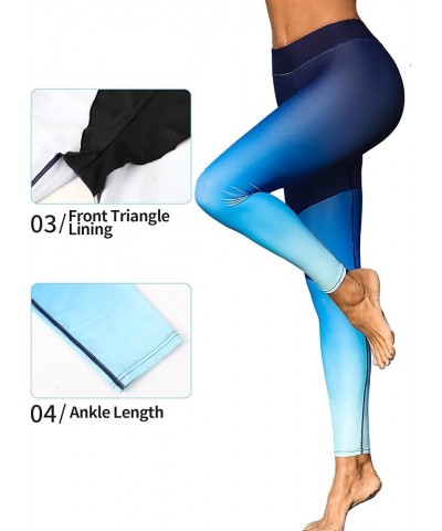 Swimming Pants for Women High Waisted Swim Pants Swim Leggings Swim Tights Blue Gradient $18.74 Swimsuits