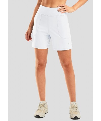 Women's 6'' Athletic Long Shorts with 4 Pockets High Waisted Bermuda Shorts for Women Walking Running Casual White $13.95 Act...