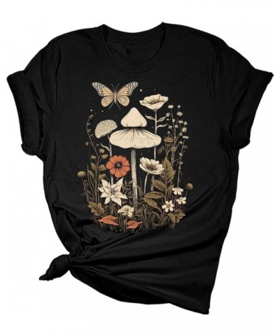 Graphic Tees for Women Fall Tshirts Vintage Tops Cute Floral Wildflower Girls Shirts 7 - Black $10.98 T-Shirts