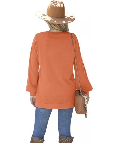 Womens Sweatshirt Crew Neck Balloon Sleeve Split Hem Dressy Casual Tops C-orange $13.12 Hoodies & Sweatshirts