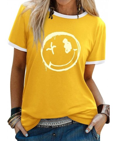 Funny Tshirt Graphic Easter Peepin It Real Bunny Tshirt Short Sleeve for Womens Girls 732 Yellow $7.50 T-Shirts