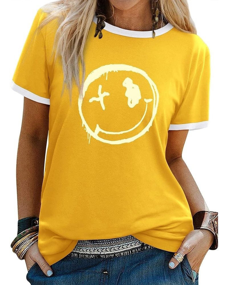 Funny Tshirt Graphic Easter Peepin It Real Bunny Tshirt Short Sleeve for Womens Girls 732 Yellow $7.50 T-Shirts