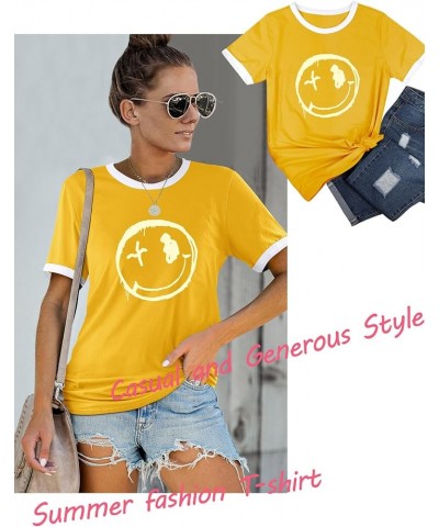 Funny Tshirt Graphic Easter Peepin It Real Bunny Tshirt Short Sleeve for Womens Girls 732 Yellow $7.50 T-Shirts