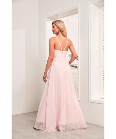 Halter Chiffon Bridesmaid Dresses for Wedding 2024 A Line Long Formal Evening Prom Party Gown Purple $20.02 Dresses