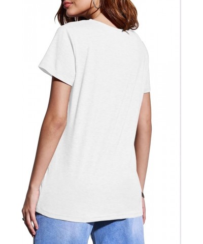 Womens T Shirts 2024 Summer Tops Loose Short Sleeve Tee Casual Basic V Neck Tunics Low Cut Sexy Criss Cross Cute T White $14....