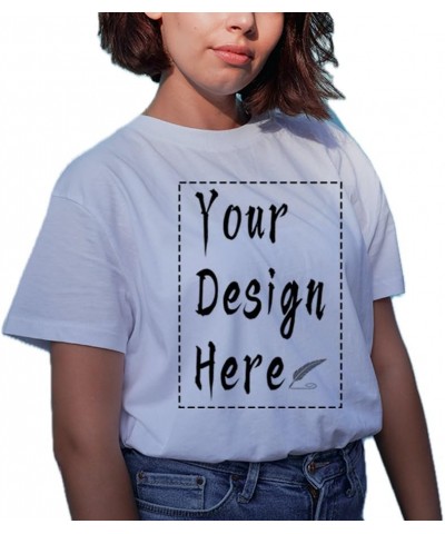 Custom T Shirt for Women Personalized T-Shirt Add Your Own Design Text Picture Front and Back White $7.15 T-Shirts