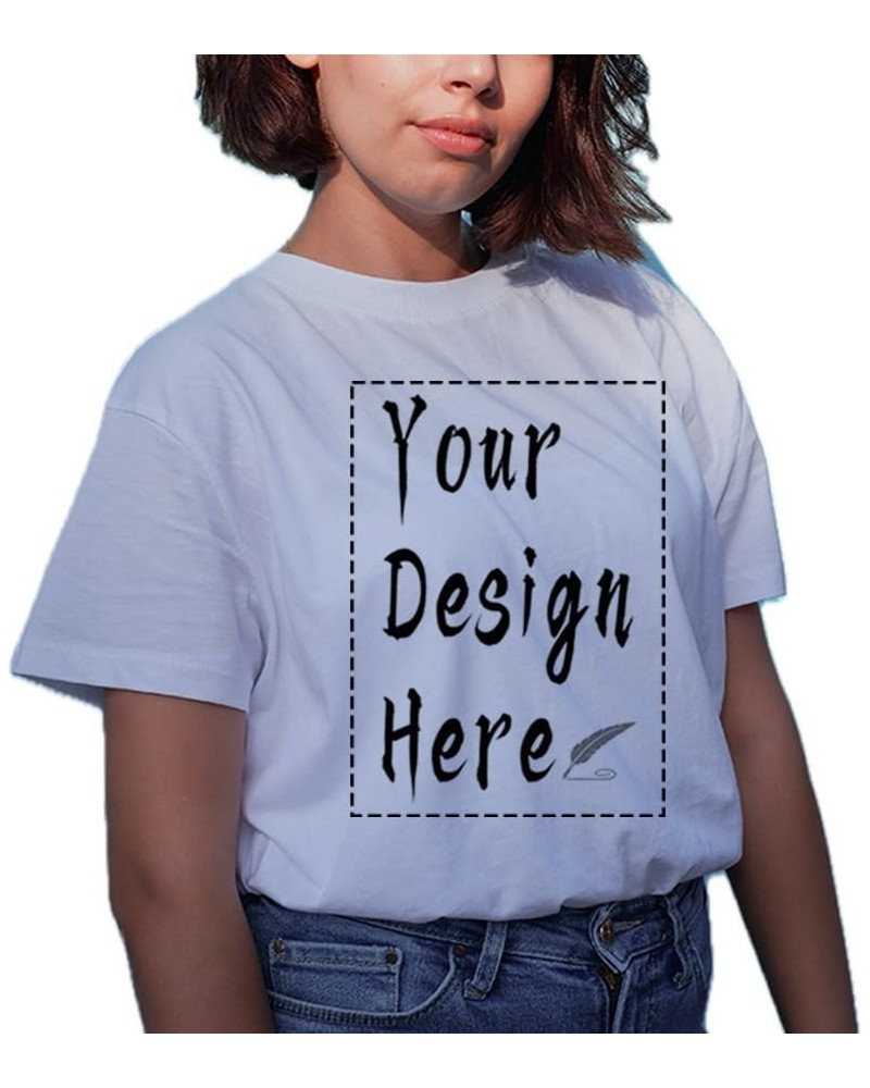 Custom T Shirt for Women Personalized T-Shirt Add Your Own Design Text Picture Front and Back White $7.15 T-Shirts