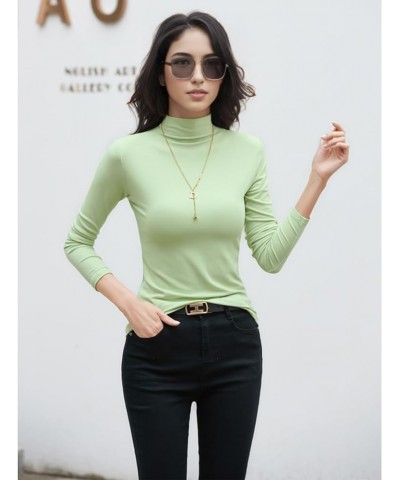 Womens Long Sleeve Tee Shirts Mock Turtleneck Tops for Women Ribbed Knit Basic Tight Tshirt Slim Fit Green $9.43 Underwear