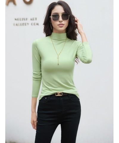 Womens Long Sleeve Tee Shirts Mock Turtleneck Tops for Women Ribbed Knit Basic Tight Tshirt Slim Fit Green $9.43 Underwear