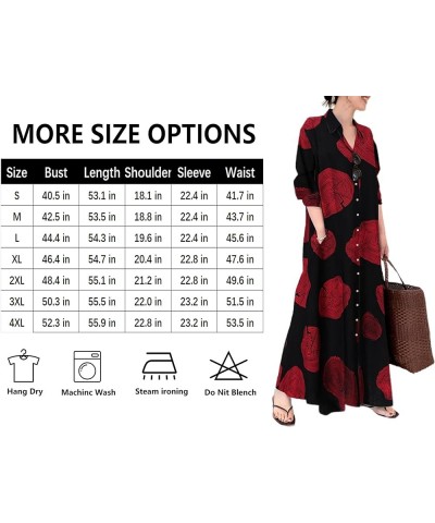 Solid Color Long Shirt Dress with Pockets Button Up Shirt Dress Long Sleeve Floral Casual Cotton Dress with Pockets Boho-01 $...