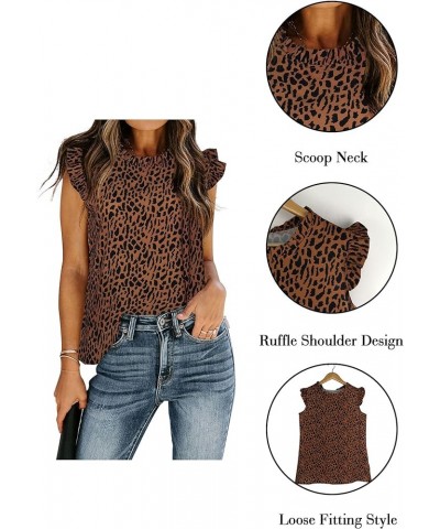 Women Summer Tank Tops Ruffle Chiffon Sleeveless Shirts Casual Vest Blouses Leopard $10.34 Tanks