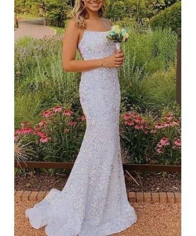 Women's Sequin Prom Dresses with Slit Mermaid Sparkly Glitter Evening Gown Spaghetti Straps Long Formal Dress Plus Size Fuchs...