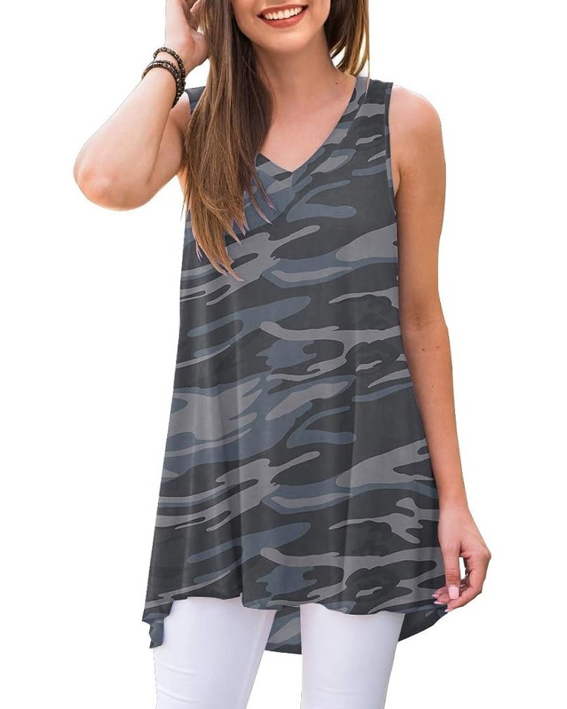 Women's Summer Sleeveless V-Neck T-Shirt Tunic Tops Blouse Shirts 30 Grey Camo $17.66 Tops