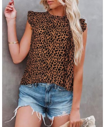 Women Summer Tank Tops Ruffle Chiffon Sleeveless Shirts Casual Vest Blouses Leopard $10.34 Tanks