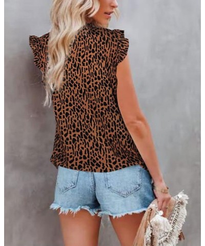 Women Summer Tank Tops Ruffle Chiffon Sleeveless Shirts Casual Vest Blouses Leopard $10.34 Tanks