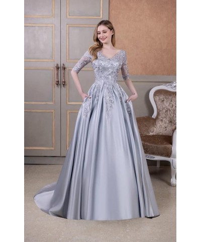 Mother of The Bride Dresses for Wedding Satin Lace Appliques Formal Evening Dress Long Wedding Guest Dresses for Women Burgun...